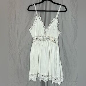 RAGA Anthropology White Lace-Trim Mini Dress
